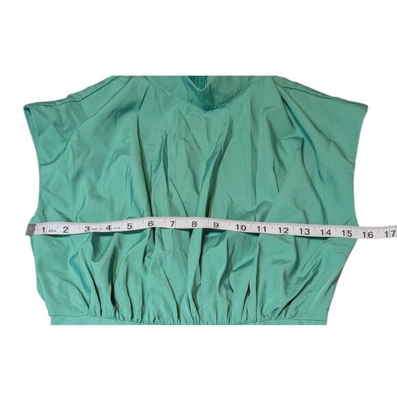 Green Cutout Midi Dress Womens XS Mock Neck Sexy Sleeveless Pleated Party Dress - Picture 4 of 15